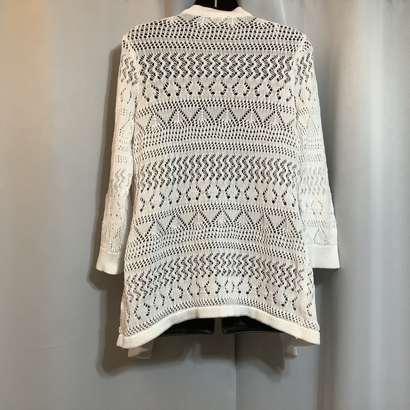 Classic Editions Cardigan Women’s Size Medium Open Front Cotton White - Picture 9 of 10